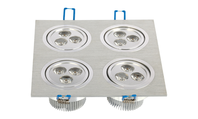 LED 12W 開孔157x157mm射燈 單顆透鏡LED 四頭格柵射燈 LED 12W 開孔157x157mm射燈 單顆透鏡LED 四頭格柵射燈